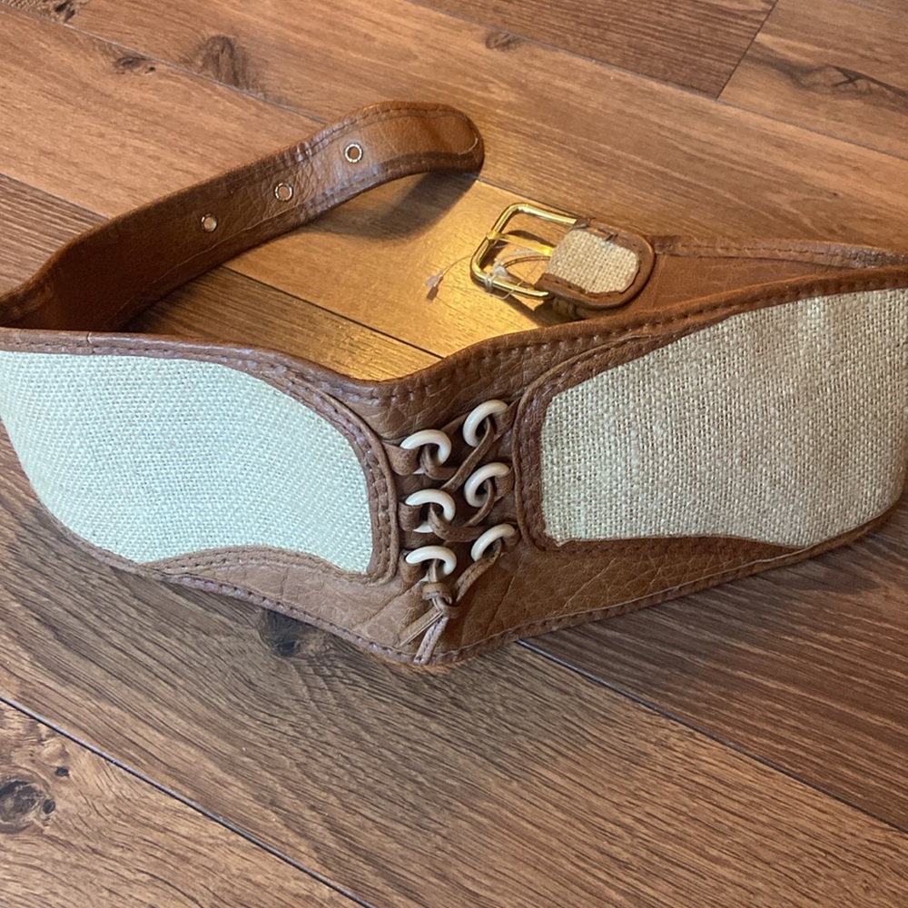 Vintage corset woven leather belt